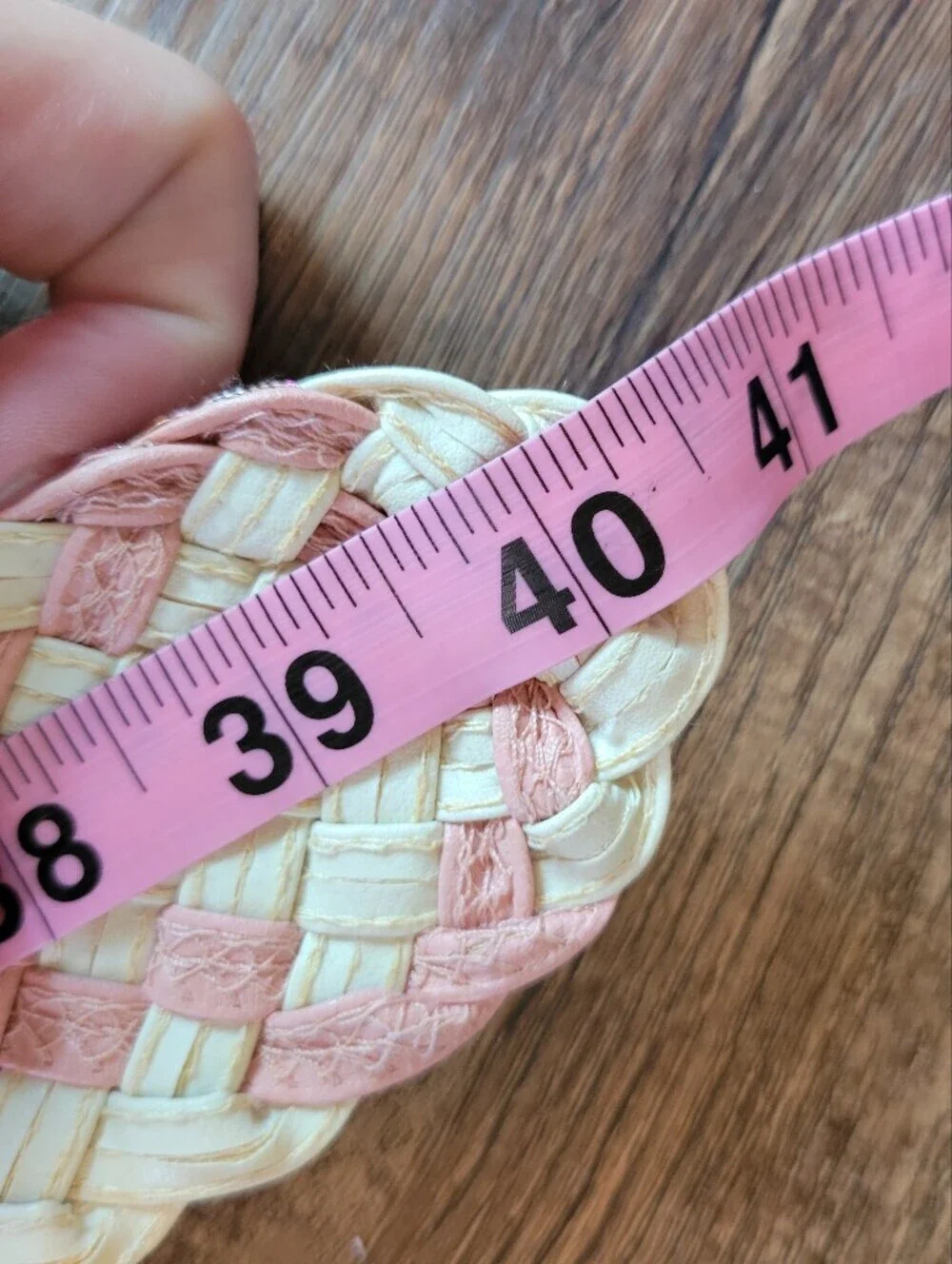 Woven Pink Mixed Media Belt with Round Buckle